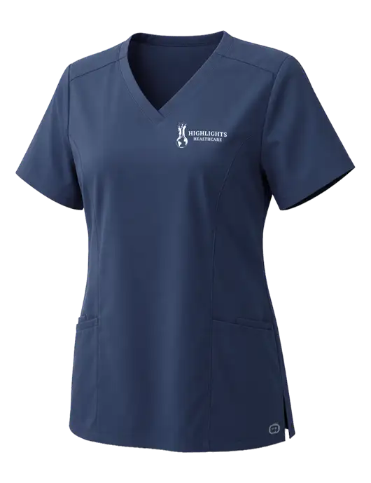 Wink Womens Navy Premiere Flex V-Neck Top w/Highlights Healthcare Logo