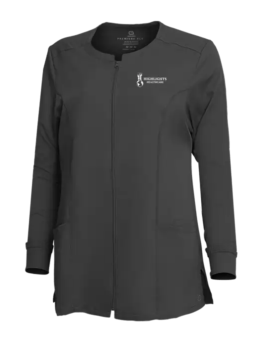 Wink Pewter Womens Premiere Flex Full-Zip Scrub Jacket w/Highlights Healthcare Logo