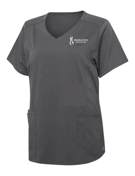 Wink Pewter Womens Premiere Flex Mock Wrap Top w/Highlights Healthcare Logo