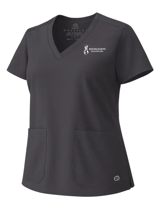 Wink Pewter Womens WorkFlex V-Neck Top w/Highlights Healthcare Logo