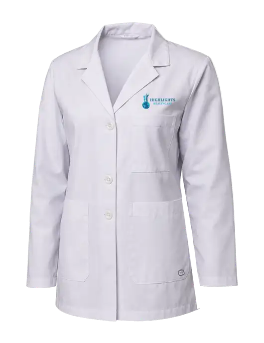 Wink White Womens Consultation Lab Coat w/Highlights Healthcare Logo