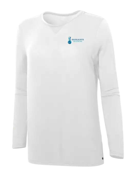 Wink White Womens Long Sleeve Layer Tee w/Highlights Healthcare Logo
