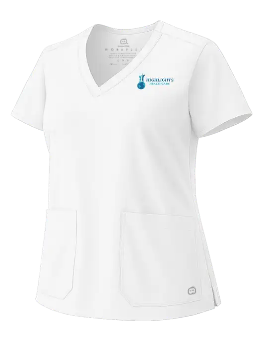 Wink White Womens WorkFlex V-Neck Top w/Highlights Healthcare Logo
